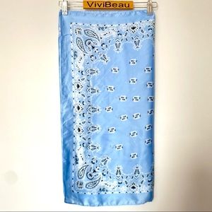 3/$30 Light Blue Bandana Print Scarf White Black